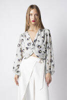 f.fashion เสื้อเบลาส์ชีฟองลายแอ็บสแตรก ผู้หญิง | Abstract Print Chiffon Blouse | 6072