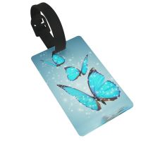 Blue Butterfly Luggage Tag for Suitcase Suitcase Identifiers Name Id Labels Card for Women Men Kid Travel 【AUG】