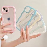 Soft Wavy Lines Phone Case For iphone 11 12 13 14 Pro Max XS Max X XR 7 8 Plus SE 2020 2022 Candy Bumper Transparent Cases Cover