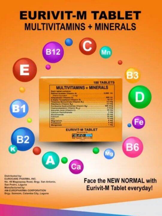 EurivitM Tablet (Multivitamins + Minerals) 100's Lazada PH