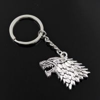 【DT】New Fashion Men 30mm Keychain DIY Metal Holder Chain Vintage Ice And Fire Dire Wolf 32x44mm Silver Color Pendant Gift hot