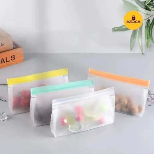 MERCA PEVA Food Storage Bag Silicone Leakproof Reusable Ziplock