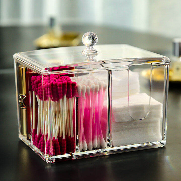 Cotton buds organizer Cosmetic Cotton Storage Box Transparent Acrylic