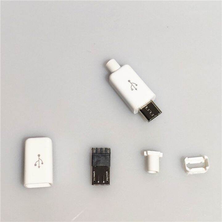 10-sets-micro-usb-4pin-5pin-male-connectors-plug-black-white-welding-data-otg-line-interface-diy-data-cable-accessories