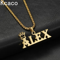 New Personalized Thick Chain With Crown Names Pendant Hook Necklaces Bold Stainless Steel Custom Big Letter Necklace Jewelry2023