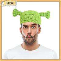 YANGU ตลก ผู้ชายผู้หญิง การ์ตูน ฤดูหนาว คริสต์มาส หมวก มีหู Shrek Hats หมวกบีนนี่สีเขียว คอสเพลย์ Prop