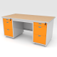 Luckyworld โต๊ะทำงานปิดผิวพีวีซีลายไม้ DP-52-33-OR สีส้ม