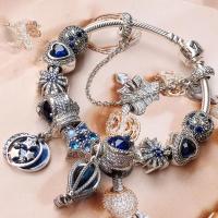 100% Original Pandora_bracelet_Bracelet_Bracelet_Website 19ปี Blue Hot Air บอลลูน Pendeloque ตัด Globe