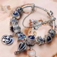 คลังสินค้าพร้อม100% Original Pandora_bracelet_Bracelet_Bracelet_Website 19ปีBlue Hot AirบอลลูนPendeloqueตัดGlobe