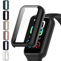 Watch Case Protective Cover for Huami Amazfit Band 7 Hard PC Frame+ Toughened Glass Full Coverage Cases Shell for Amazfit Band7 Printing Stamping