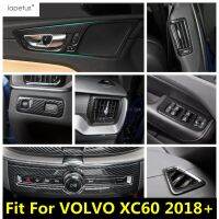 สำหรับวอลโว่ XC60 2018-2021แดชบอร์ด AC อากาศหน้าต่างลิฟท์ปุ่มมือจับประตูชามปกชุดตัดคาร์บอนไฟเบอร์อุปกรณ์ตกแต่งภายใน