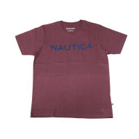 เสื้อยืดแขนสั้นลาย Nautica  VO0002  สีแดงเลือดหมู