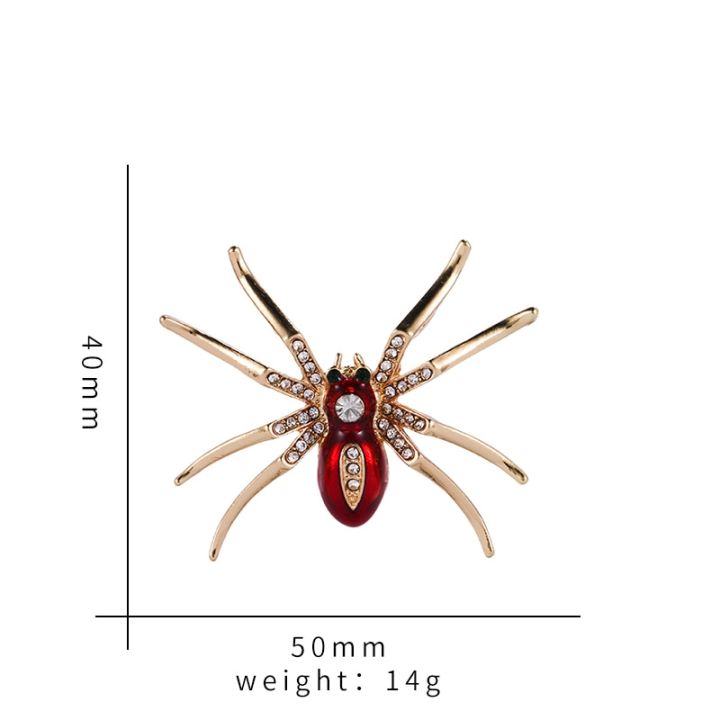 baiduqiandu-เข็มกลัดแมงมุมสีแดงมาใหม่ล่าสุดแฟชั่นสำหรับผู้หญิงหมุดชุดเดรสอัญมณีชุดคอสตูม