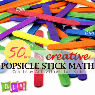 Djai DIY 50 ไม้ไอติม งานประดิษฐ์ ศิลปะ หัตถกรรม ไม้ไอสกรีม ไม้ไอศครีม ไม้ไอสครีม ไม้เนื้ออ่อน คละสี  11.4cm  D.I.Y. 50 Mini Pallets Soft Wood Popsicle Craft Stick Math Ideas Col