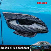 สำหรับ BYD YUAN PLUS ATTO 3 2022 2023 ABS Carbonfiber Balck รถประตู Handle Bowl Cover Trim สติกเกอร์รถอุปกรณ์เสริมภายนอก