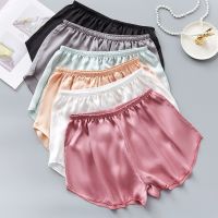 【hot】 2022 New Soft Silk Short Pants Ladies Safety Color Elastic Waist Underpants Shorts