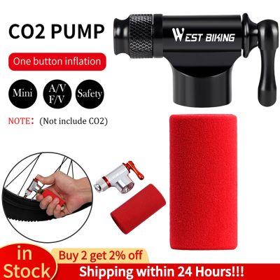 WEST BIKING CO2 Inflator with Sleeve Mini Bicycle Pump MTB Road Bike CO2 Inflator for Basketball Football Cycling Accessories