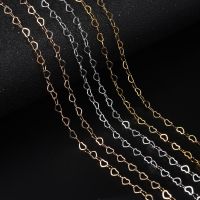 1 5Meter Rhodium Gold Color Heart Shape Bracelet Necklace Link Chains For Jewelry Making Supplies DIY Handmade Craft Accessories