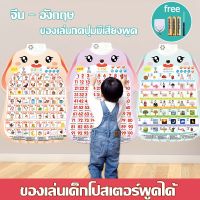 【Tap-Yee】โปสเตอร์เสริมการเรียนรู้ 2 ภาษา โปสเตอร์คำศัพท์ ฟรีแบตเตอรี่ ติดผนัง ของเล่นเด็ก