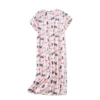 【 WYIN kitchen】 Women 39;s Oversize Cotton Sleepwear Short Sleeves Nightgown Print Tee Sleep Dress Nightie Ladies Sleeve Shirt Homewear