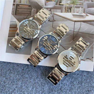 Armanis นาฬิกาผู้ชาย,นาฬิกาข้อมือกลไกหลักทำจากสเตนเลสสตีลสีพื้นมี3หน้าปัดสีเงินสำหรับธุรกิจสันทนาการ