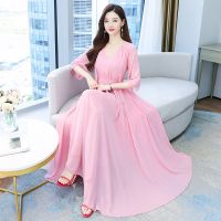 COD DSFGRDGHHHHH Fairy dress for woman casual Western Style Gentle Dress Chiffon maxi long plus size Korean sexy Summer casual dress dresses for women Temperament Beach