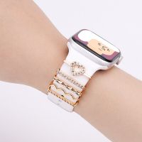 New Style Diamond Metal Charms Decorative Ring For Apple Watch Band Decor Accessories For IWatch Bracelet Silicone Strap 7 65se4 Adhesives Tape