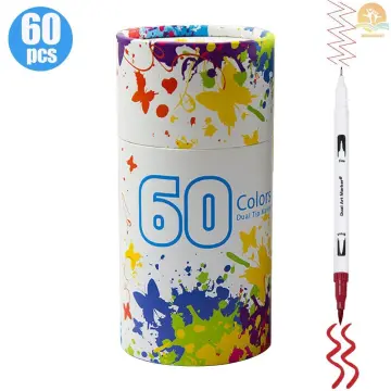60 Colors Dual Brush Pens Art Markers Set Flexible Brush & 0.4mm Fineliner  Tips Watercolor Color Pens Perfect for Children Adults Artists Journaling  Drawing Sketching Coloring Calligraphy Hand Letter 