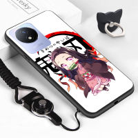 Case4you สำหรับ Vivo Y02T Y02A แหวนใส่นิ้วสายคล้องคอปิศาจฆ่าคนเคสอนิเมะ Kamado Tanjiriu Nezuko Agatsuma Zenitsu Kochou Shinobu ที่กันกระแทกทีพียูซิลิโคนนิ่มฝาครอบเคสใส่โทรศัพท์