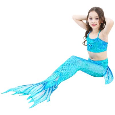 ชุดว่ายน้ําบิกินี่ mermaid tail 1 ชิ้น+กางเกงขาสั้น 1 ชิ้นสําหรับเด็ก