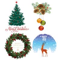 Merry Christmas Window Wall Sticker New Year Creative Decals Blessing Christmas Tree Wreath Elk Home Room Decoration Sticker