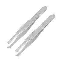 2 Pcs Straight Tip Metal Eyebrow Tweezers Trimmers for Ladies