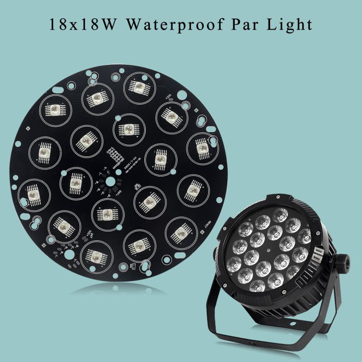 18x1-8w-หลอดไฟ-rgbwa-uv-6in-1บอร์ดควบคุมไฟ-led-18x12w-rgbw-4in1-led-หลอดไฟวอร์มไวท์ที่หรี่ได้ลูกปัด18x15w-rgbwa-5in1อลูมิเนียมไฟเวทีพาร์64แหล่งกำเนิดแสง