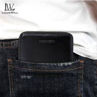 LouisWill Short Wallet Men PU Leather Card Holder Protector Bifold Short Purse with Zipper Coin Pocket Waterproof Money Bag