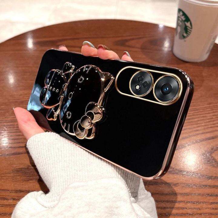 folding-makeup-mirror-phone-case-for-oppo-reno-8t-4g-5g-a78-a1-pro-case-fashion-cartoon-cute-cat-multifunctional-bracket-plating-tpu-soft-cover-casing