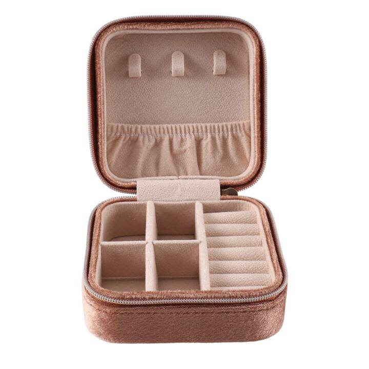 Plush Velvet Travel Jewelry Box Organizer