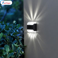 FunToys ไฟ Lampu Tenaga Surya กลางแจ้งมุมกว้างโคมไฟติดผนังเซ็นเซอร์ตรวจจับการเคลื่อนไหวสำหรับสวนลานกำแพง