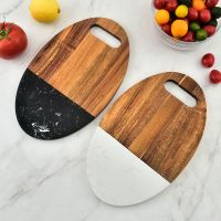 【YD】 oval marble cutting board creative food flat plate pizza steak Acacia