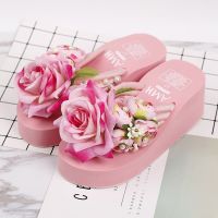 Ladies Handmade Slippers Summer Flip Flop Flowers Decoration Female Flip Flops High Heel EVA Bohemia Beach Sandal Slippers Shoes