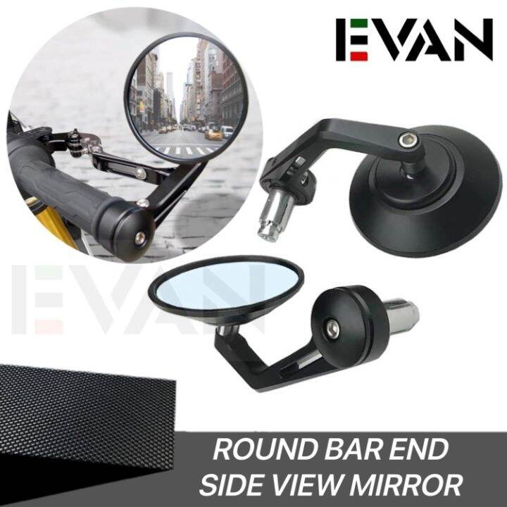 EVAN.PH Universal Round Bar End Rear Mirrors Side View Mirror CNC Alloy