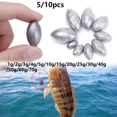 SR2N 5/10Pcs คุณภาพสูง Line Sinkers กระสุนกลม น้ำหนัก Sinker ขั้วต่อตะขอ ตกปลาตะกั่วตก รูปมะกอก