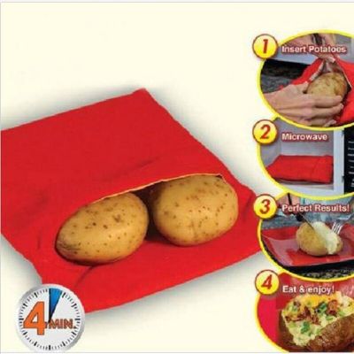 1PC Red Washable Cooker Bag Baked Potato Microwave Cooking Potato Quick Fast (cooks 4 potatoes at once) Hot 2018