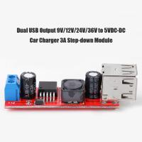 เอาต์พุต USB สองทาง9V/12V/24V/36V เป็น5VDC-DC ที่ชาร์จแบตในรถโมดูล Step-Down