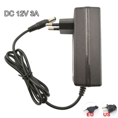 【COOL】 AC 100V-240V DC Charger Adapter กล้องแหล่งจ่ายไฟ12V 3A Converter 5.5มม. * 2.5มม. EU Plug Transformer สำหรับกล้องวงจรปิด LED Strip โคมไฟ