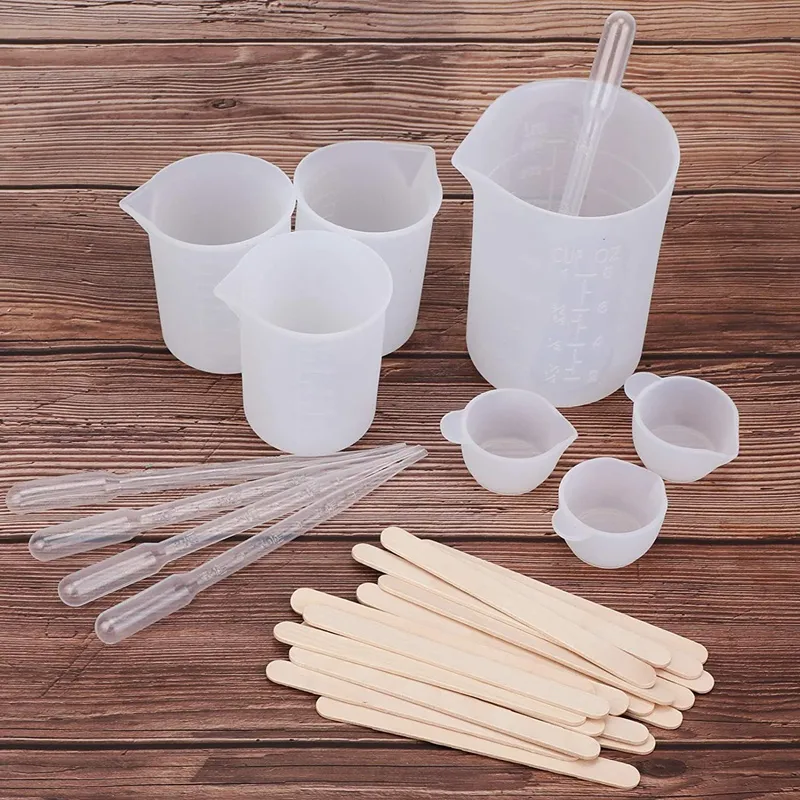 Silicone Measuring Cups for Epoxy Resin, Reusable Mixing Cups Jugs Resin  Casting Container with Mixing Sticks for Resin