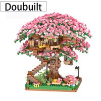 Doubuilt บ้านต้นซากุระขนาดเล็ก2138ชิ้นของเล่นเด็กของขวัญบล็อกตัวต่อโมเดลต้นซากุระเชอร์รี่วิวถนนบล็อคสร้างสรรค์