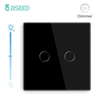 BSEED Wall Touch Switch 2Gang 1Way LED Dimmer Switch Light Dimmers แผงกระจก EU มาตรฐาน220V Blue Backlight