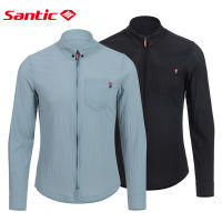 เสื้อเชิ้ตจักรยานเสือหมอบแขนยาวเสื้อเจอร์ซีย์นักปั่นลำลองผู้ชาย Santic เสื้อ M2C01145ป้องกันรังสียูวีเสื้อใส่ปั่นจักรยาน