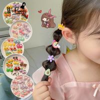 We Flower 10PCs Kids Cartoon Floral Carrot Cherry Tiny Hair Ties for Baby Girls Small Rubber Bands Children Hair Accessories