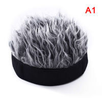 Ruyie HHH 1pc Novelty Hip Hop Beanie Hat with Spiked Fake Hair Funny Retro Short Melon